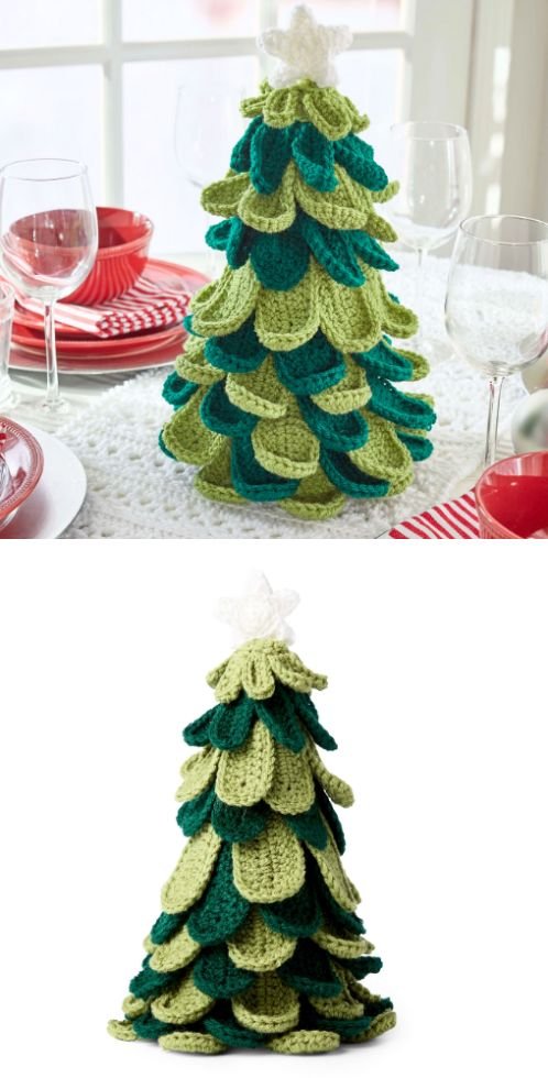 Free Red Heart Make It Merry Crochet Tree Pattern