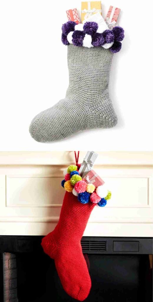Caron Crochet Pompom Stocking