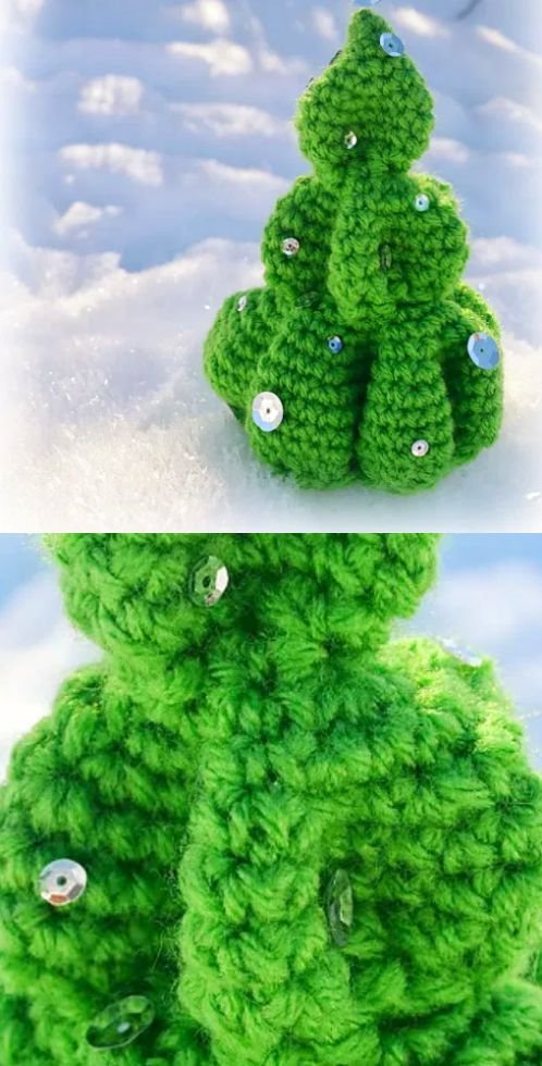 Crochet Christmas Tree with Sequins