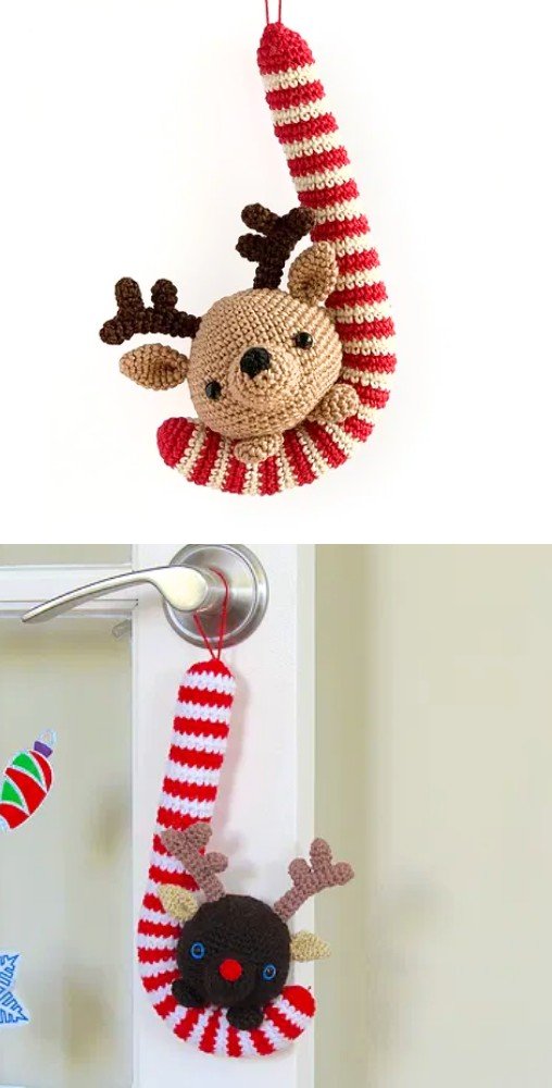 Candy Cane and Reindeer Christmas Ornament