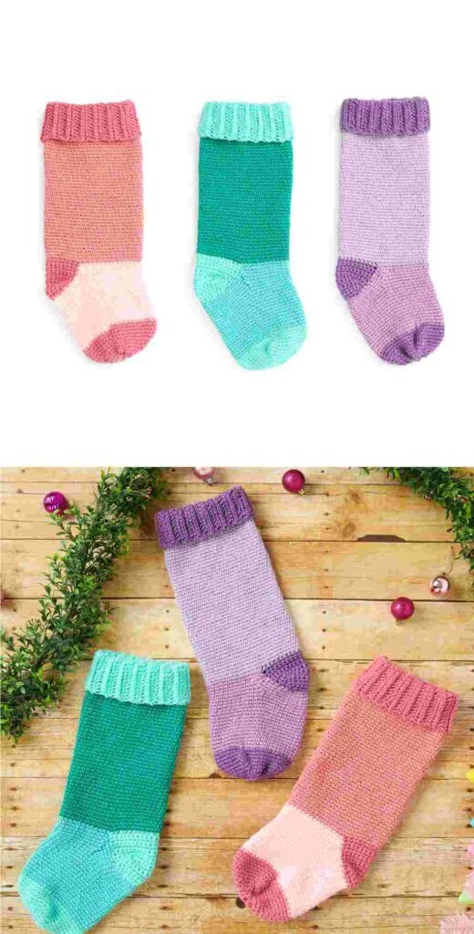 Red Heart Colorblocked Crochet Stockings