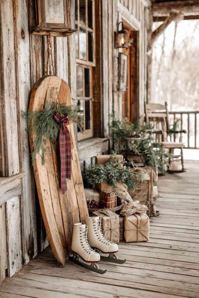 Sled and Skates Display
