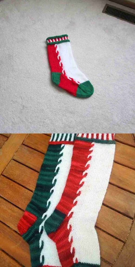 Twist Cable Christmas Stocking Pair