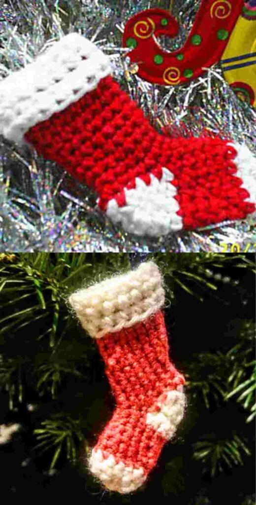 Mini Crochet Christmas Stocking Ornament