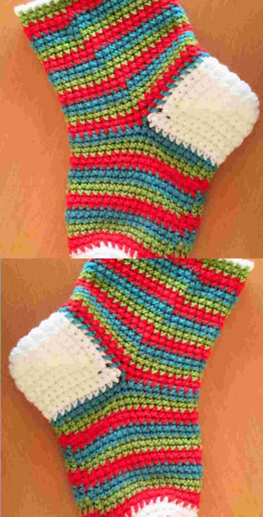 Bright Christmas Stripes Crochet Stocking