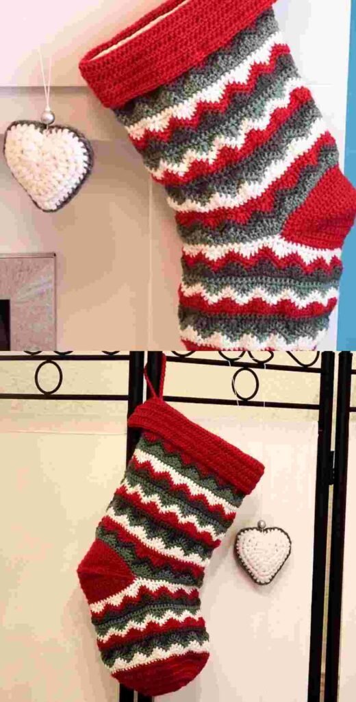 Classic Ripple Stripe Christmas Crochet Stocking
