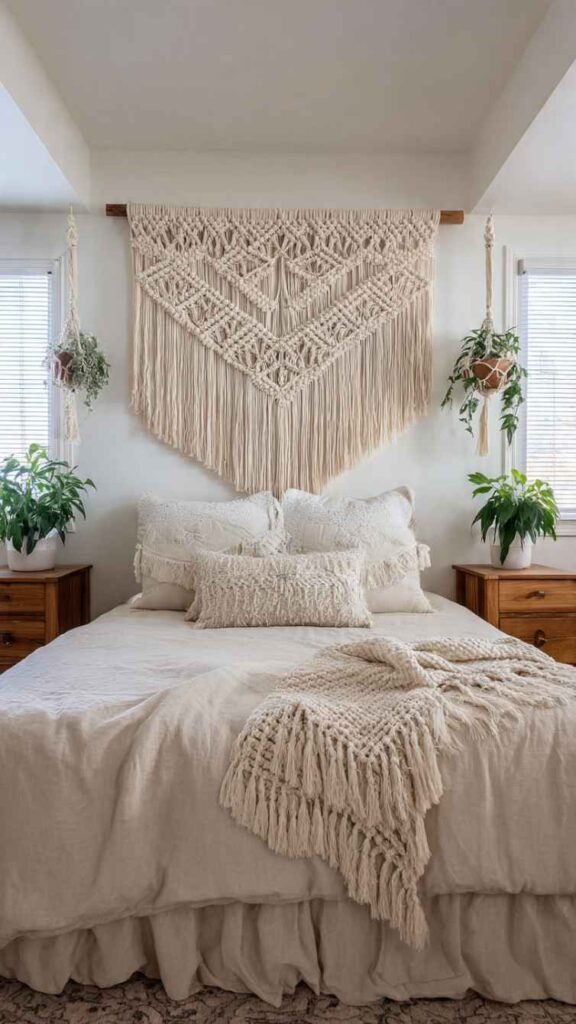 Macrame Wall Hanging Above the Bed