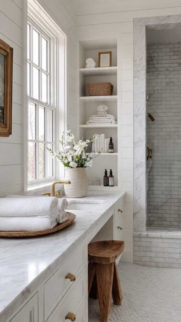 All-White Bathroom with Texture