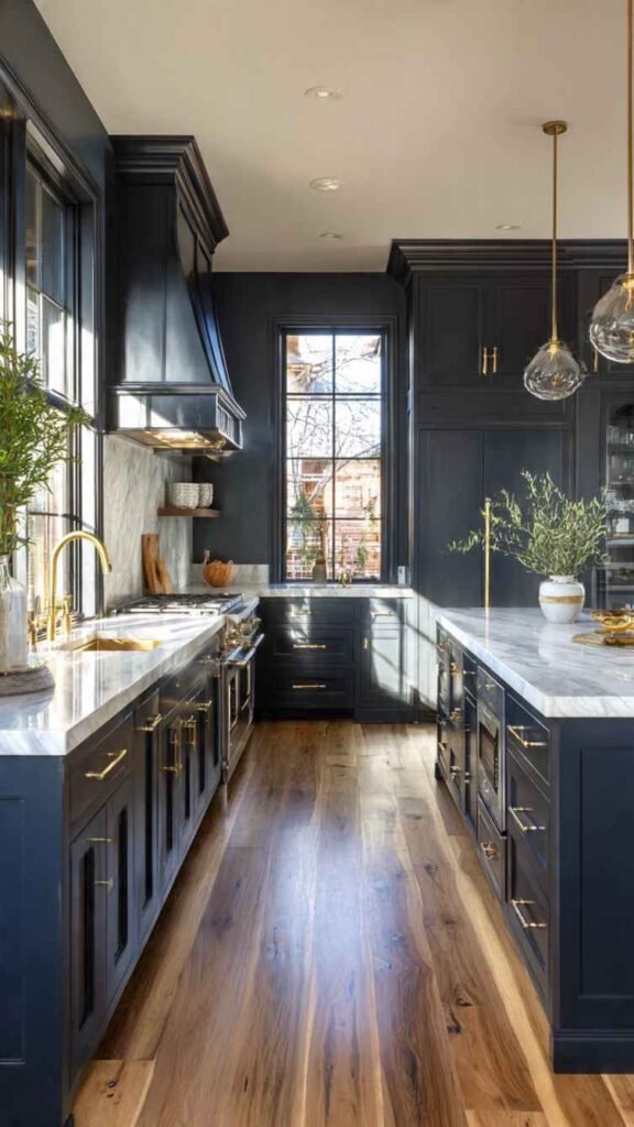 Deep Navy or Black Cabinets
