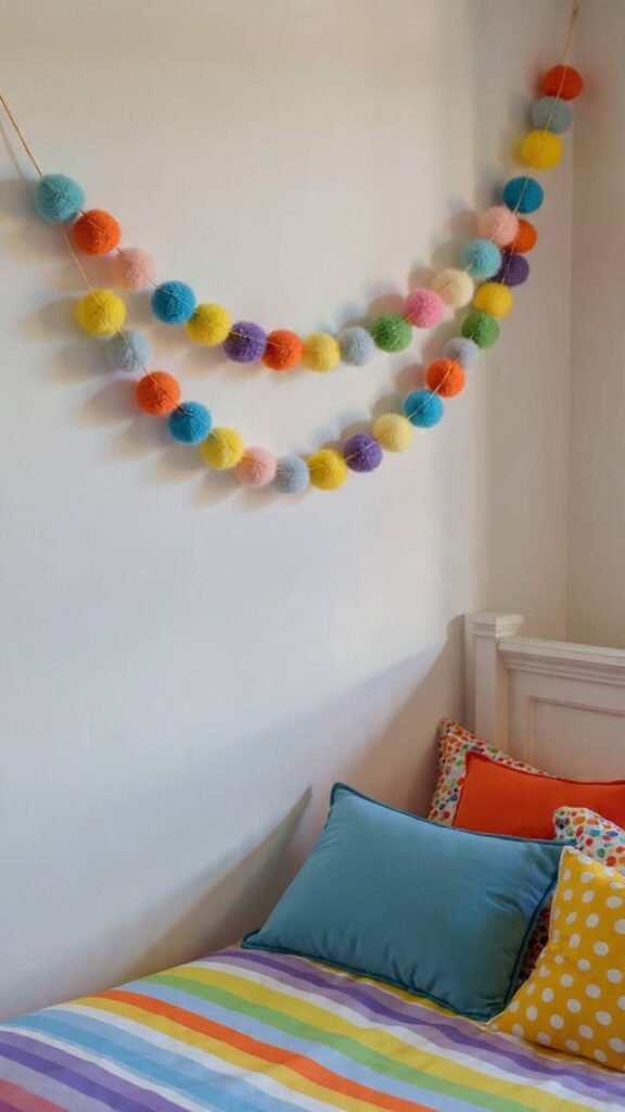 Hanging Colorful Pom Poms or Garland