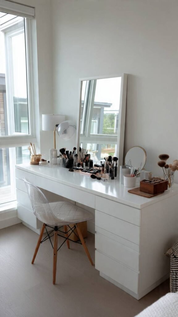 Modern Desk Doubling as Vanity
