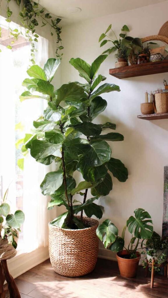 Monstera and Fiddle Leaf Fig Corners