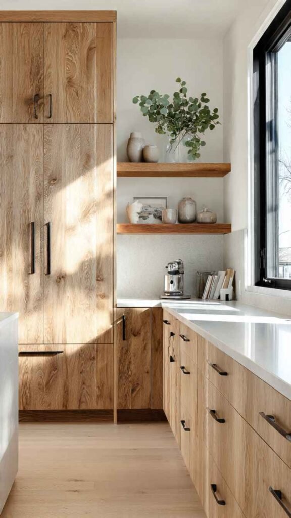 Natural Wood Cabinets with Visible Grain
