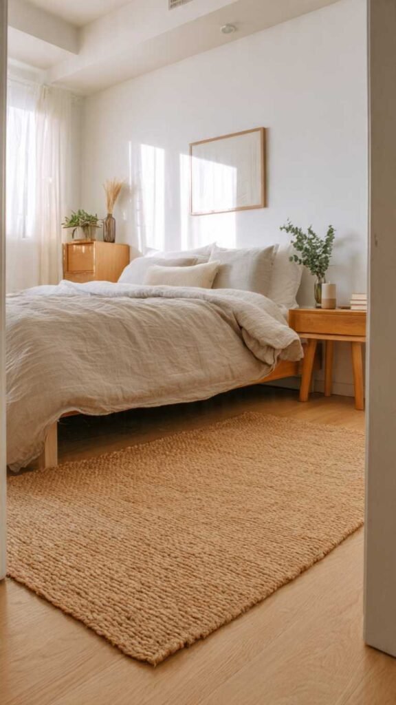 Natural Wood Floors with Simple Rug