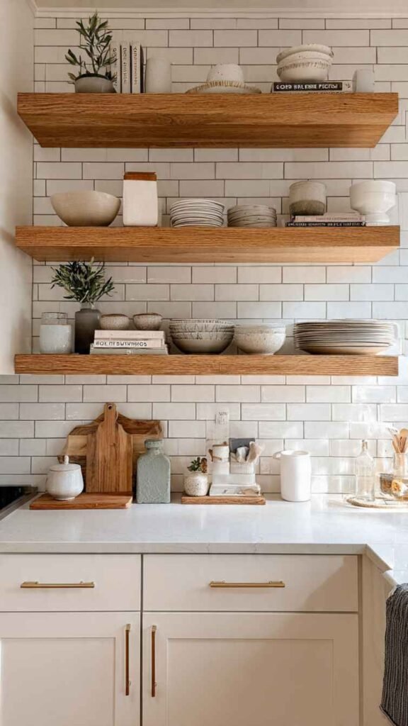 Open Shelving Mixed with Closed Cabinets