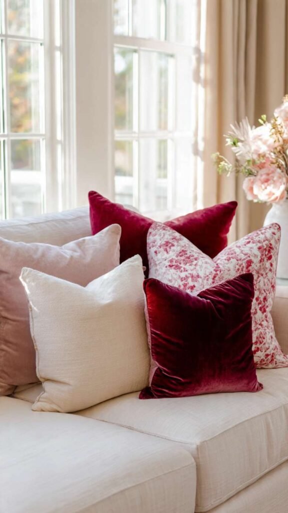 Pink and Red Throw Pillows