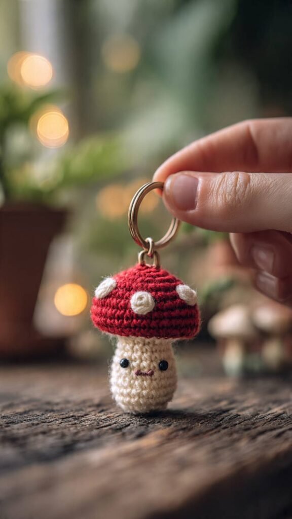 Tiny Mushroom Keychain
