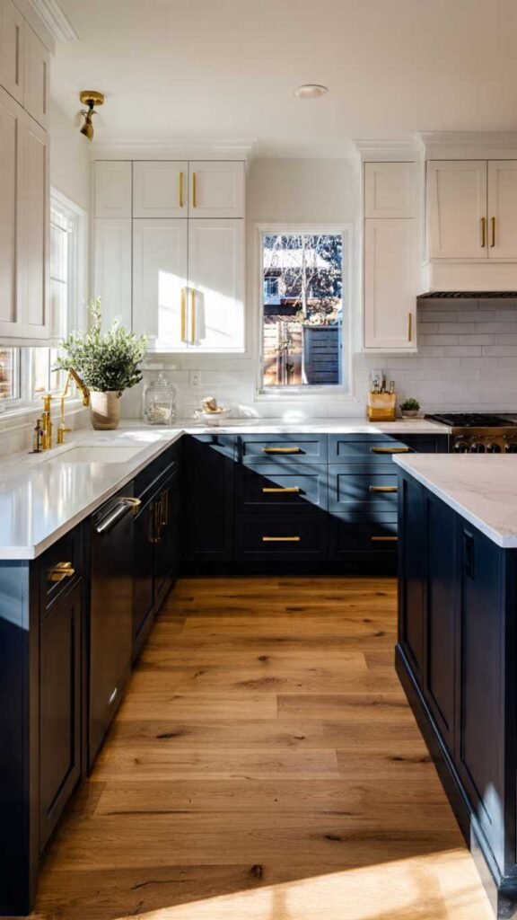 Two-Tone Cabinets with Dark Lowers