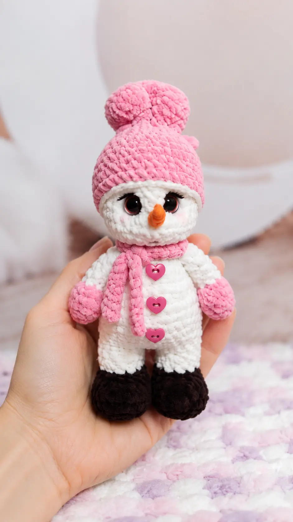 Free Amigurumi Pattern Pink Snowman Plush